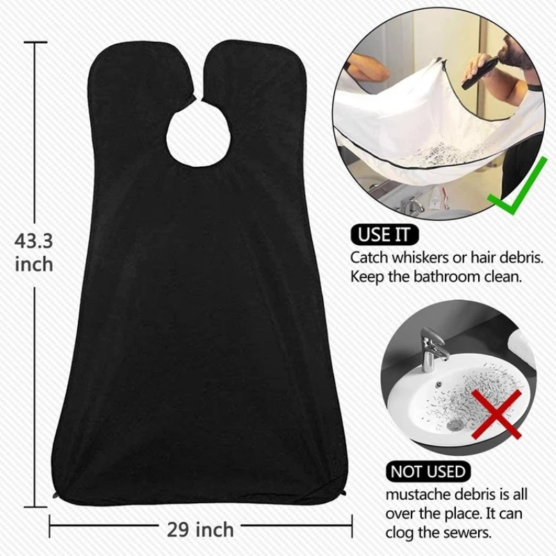 Adult Male Shaving Apron Beard Cloth Catcher Cape Care Bib Face Shaved Hair Bibs Shaving Cape Haircut Apron Cleaning Tools