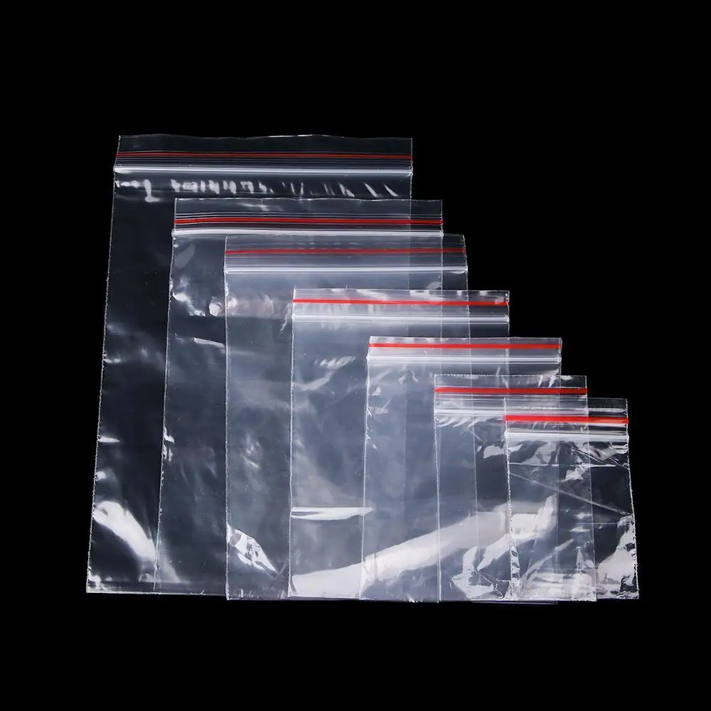 

100Pcs Clear Snacks Zero Waste Plastic Bags Kitchen Food Storage Sealing Bag