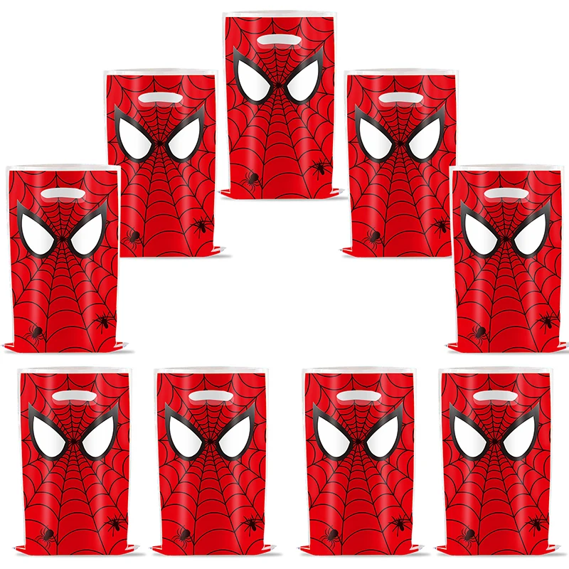 New Spiderman Birthday Party Gift Bags Spider Theme Plastic Candy Bag Boy Loot Bag for Kids Birthday Party Favors Supplies Decor