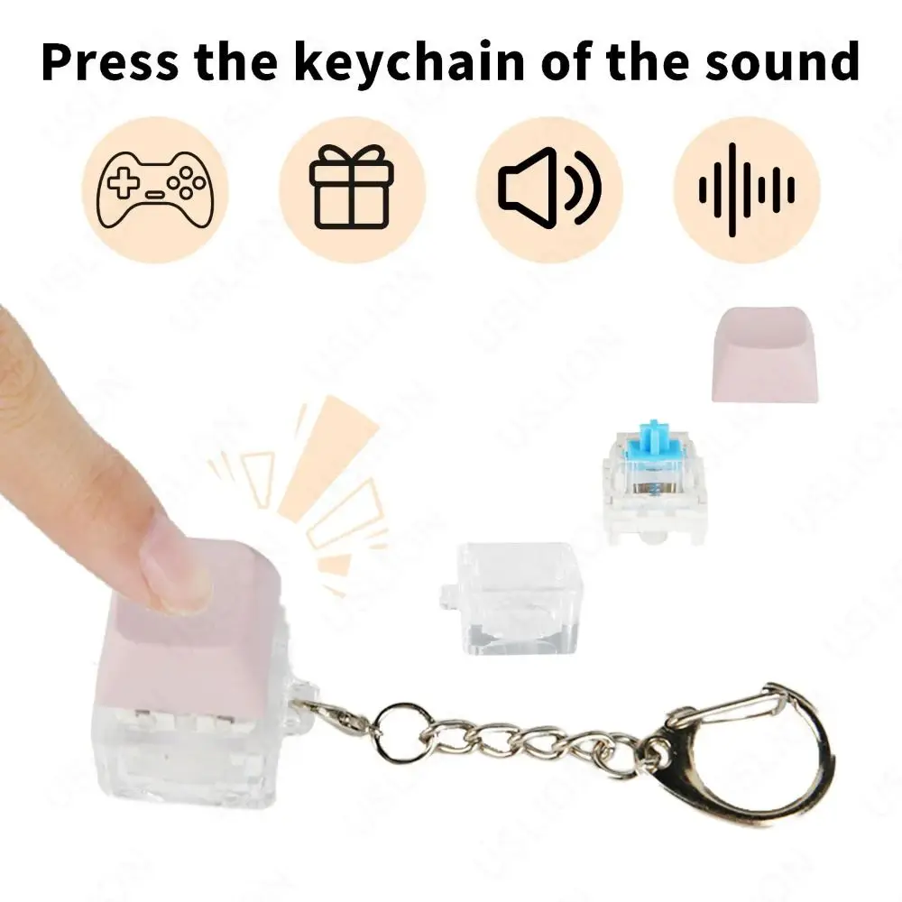 Relaxing DIY Keyboard Fidget Keychain Keys Button Keycap Clicker Pass The Time Relief Stress Pinch
