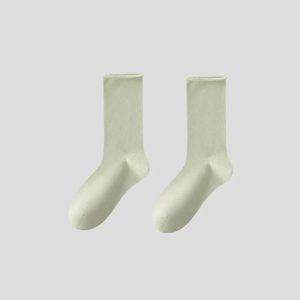 Breathable No Bone Mid Tube Socks Seamless Solid Color Mid Calf Socks Soft Breathable Versatile Casual Stack Socks Daily Use
