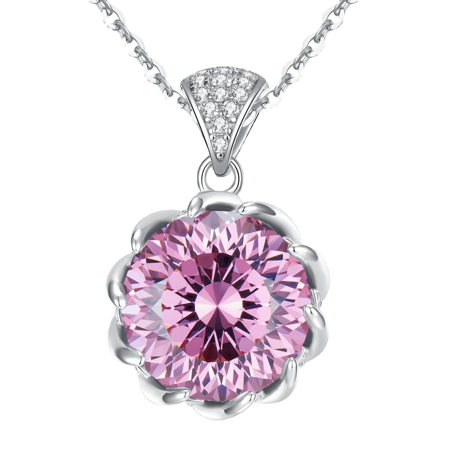 2023 new rich woman series S925 silver rouge pink lotus necklace women's 7.5 carat premium feeling