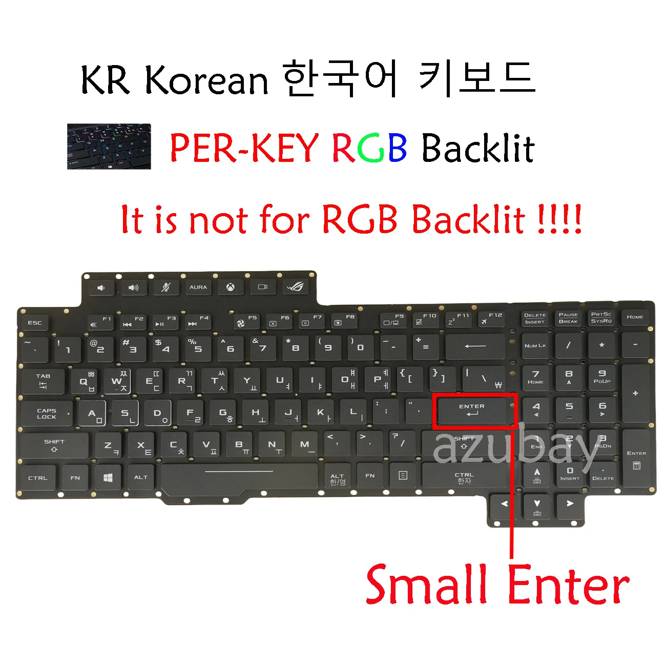 Per-Key RGB Backlit Keyboard For Asus G703VI G703GI G703GS V170562BS1 V170562B 0KN1-2L2KO11 0KNB0-E612KO00 Korean Black No Frame