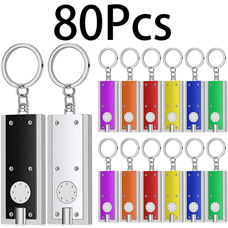 

80Pcs Mini LED Keychain Flashlight Batteries Powered Key-ring Light Torch