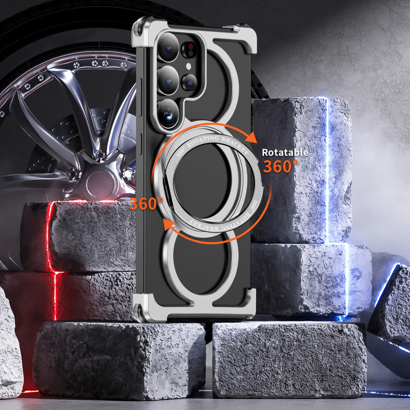 

NEW Aluminum alloy 360° Rotation Magnetic bracket phone shell For Samsung GalaxyS23 S24 S25 Ultra Shockproof Anti-falling Cover