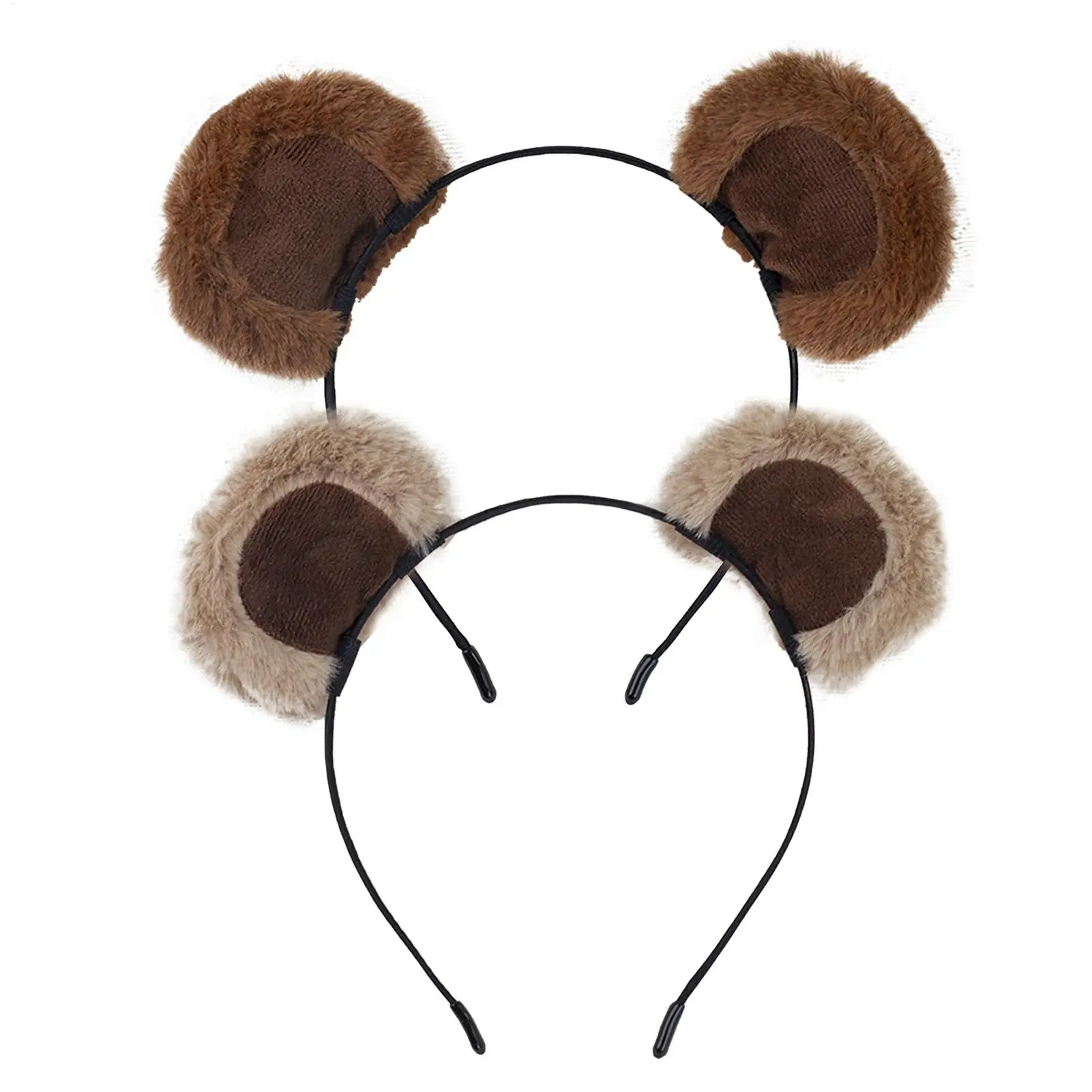 Brown Ears Headband Adjustable Cute Fuzzy Funny Ears Hairband Bear Costume Accessories for Kids Teens Women Holiday Christmas