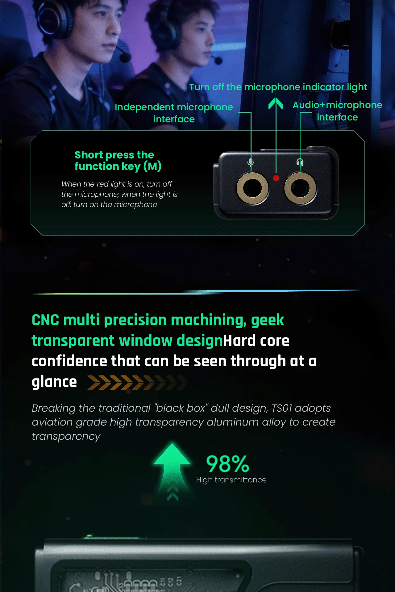 EPZ TS01 Gaming-Headset Externe Soundkarte mit Virtuellem 7.1 Surround Sound Tragbarer Audio-Decoder Kompatibel mit PC und PS4 – Detail 10