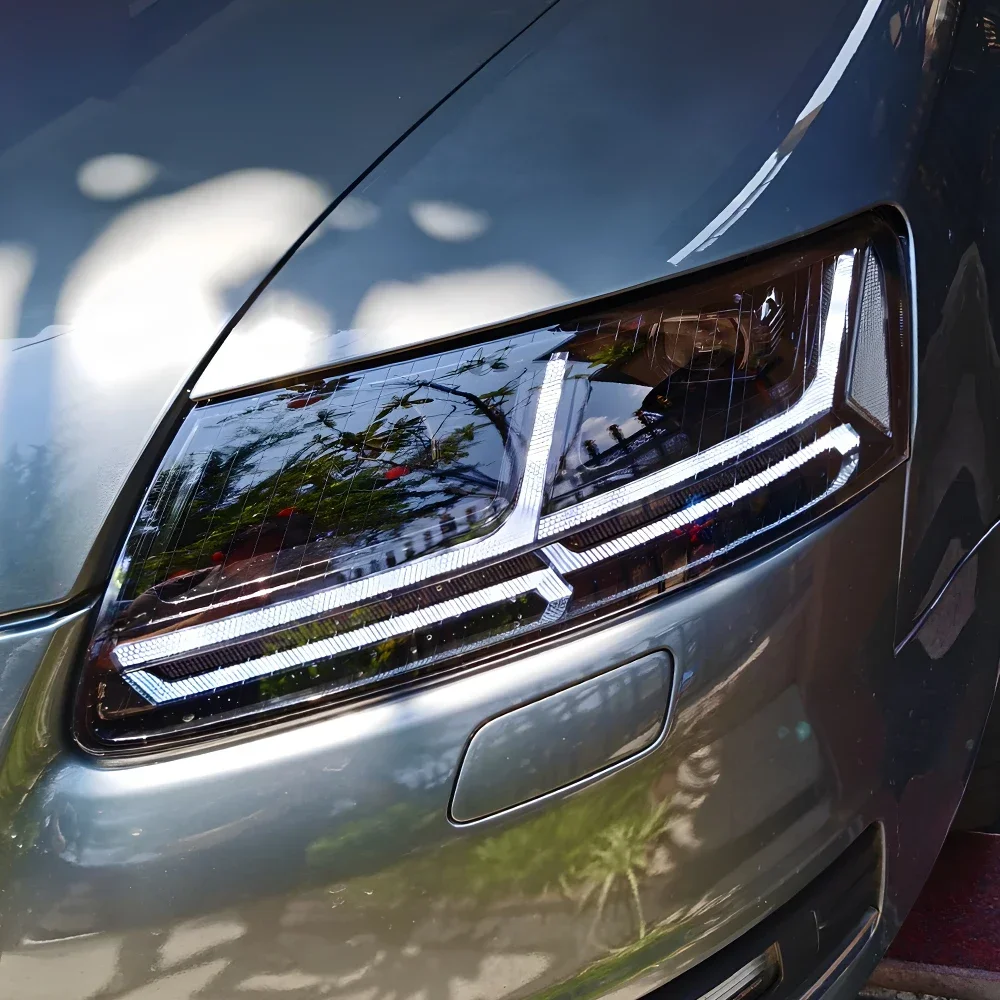 아우디 A6 C7 A6L S6 2005-2011 업그레이드 Q7 스타일 LED 자동차 전조등 어셈블리 듀얼 프로젝터 렌즈 액세서리