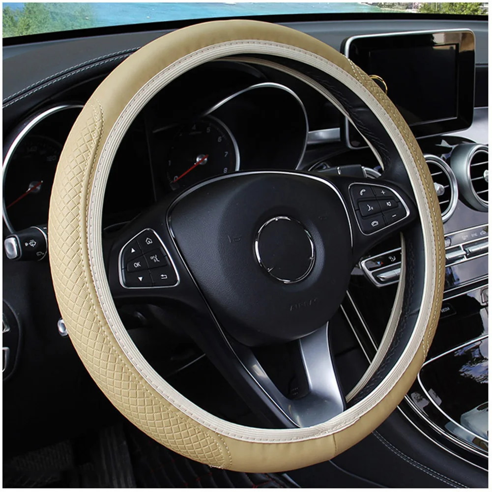

1 PCS Steering Wheel Cover Car Steering Claret 100 Brand New Beige Easy To Clean Easy To Store Gray Loose Non-slip