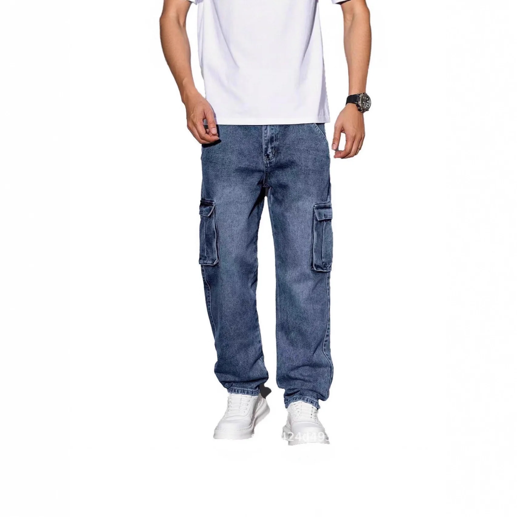 

2026 Spring Autumn Retro American High Street Denim Pants Multi Pocket Workwear Loose Straight Leg Casual City Fashion Long Trou