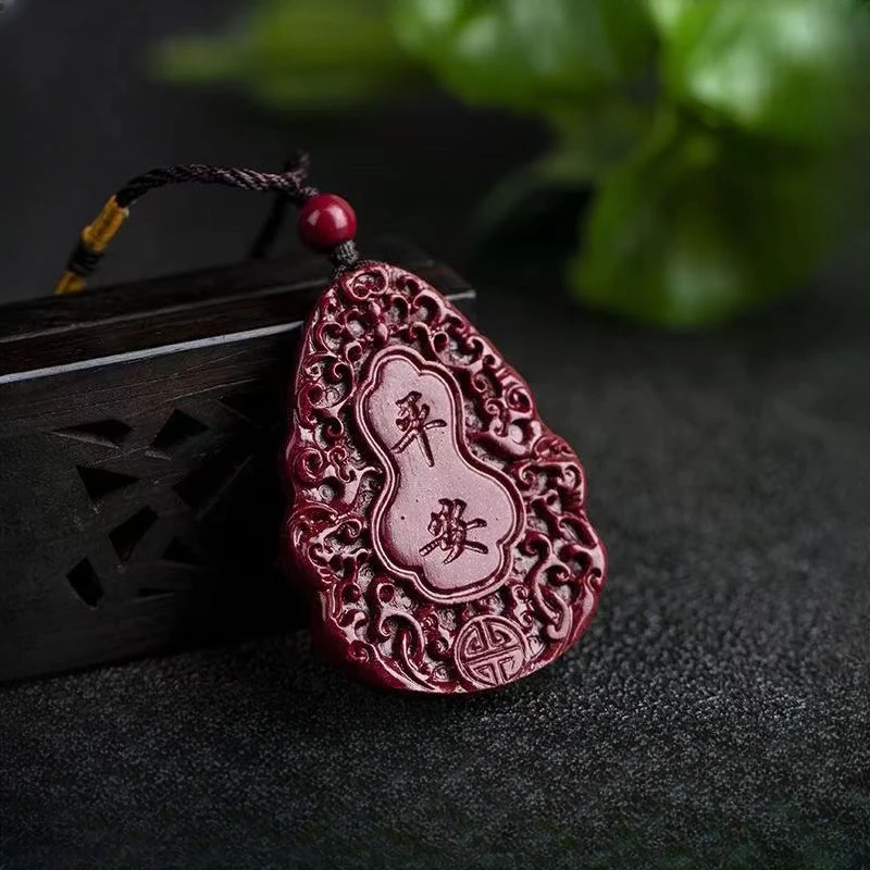 Vermilion Pendant, Heart Sutra, Pixiu, Unisex Necklace, Emperor Purple Gold Sand Necklace