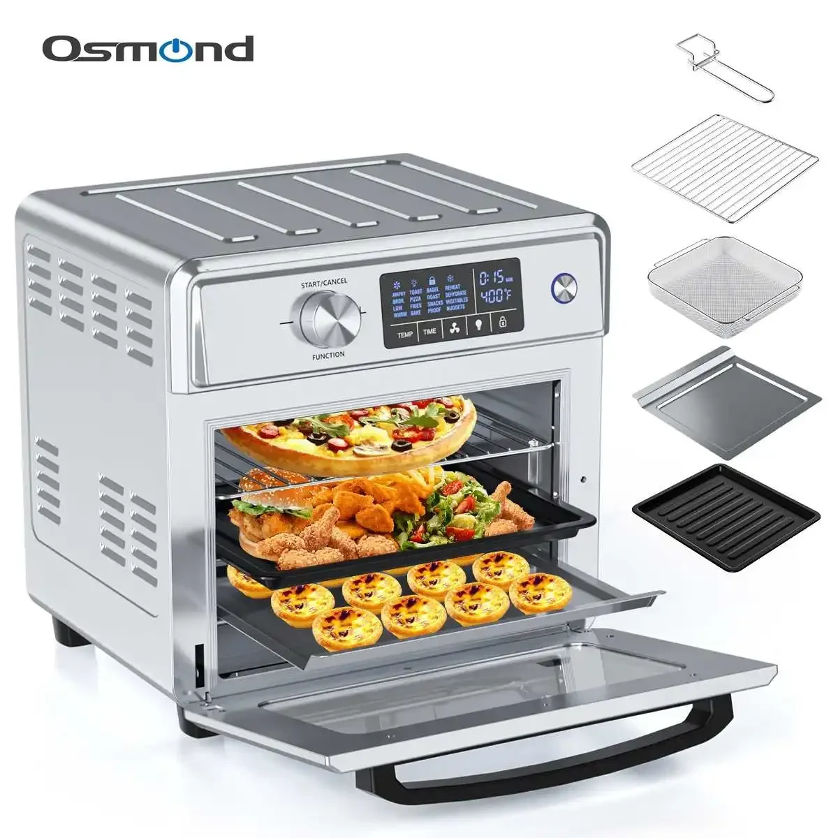 OSMOND 21L/22QT 1700W Electric Air Fryer Oven 16 In 1 Multi-function Air Oven LED Touch Screen Healthy Cooking Air Fryer