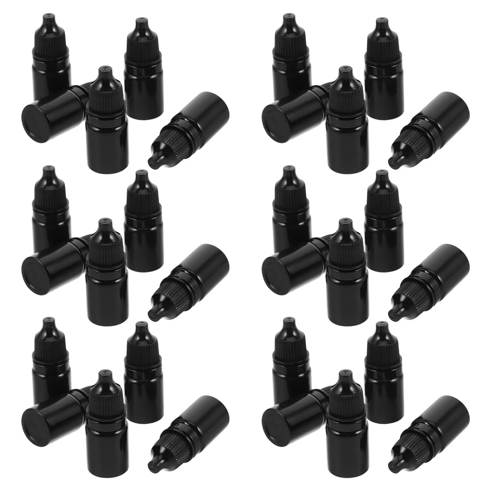 50Pcs Black Dropper Bottles Opaque Plastic Refillable Small Squeezable Containers Portable Travel Eye Liquid Oil Medicine Sample