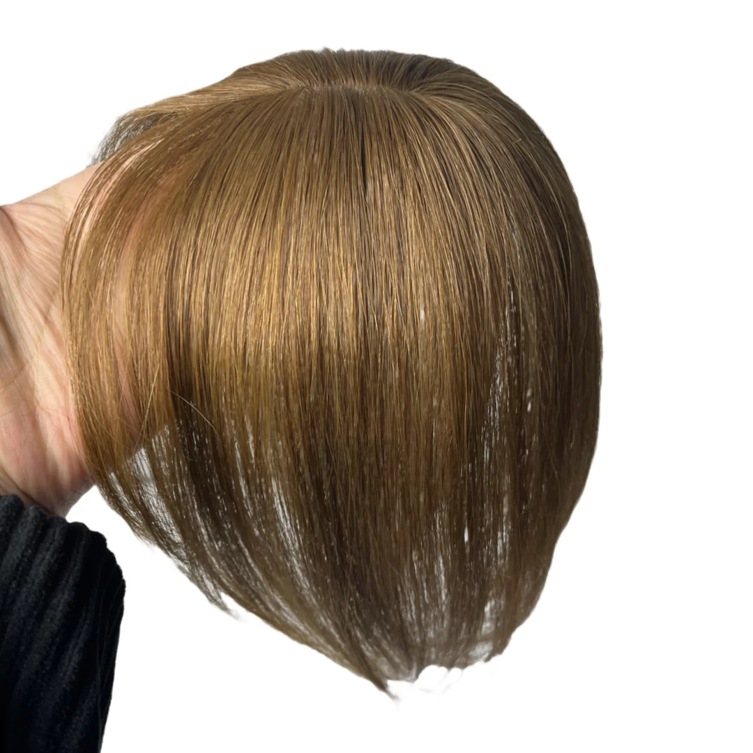 Satifresion 100 % Echthaar-Clip-in-Pony für Frauen, dünner werdendes Haar, 3D, natürlich, gebogen, dünner seitlicher Pony, gefälschte Fransen, einfach zu tragen – Detail 16