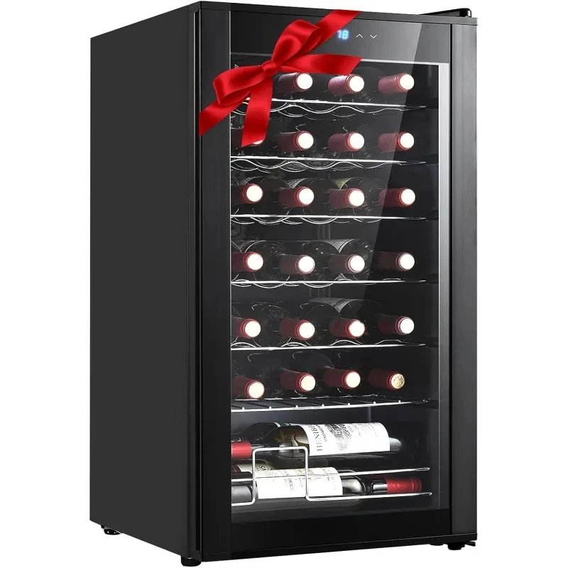 Compressor Wine Cooler Refrigerator, Mini Fridge Digital Temperature Control Glass Door,Small Freestanding Wine Refrigerator