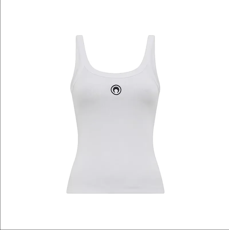 Moon Embroidered Vest Women Cross Shaped Top Korean Style Casual Classic Elastic Slim Fit Sexy Outerwear Camisole