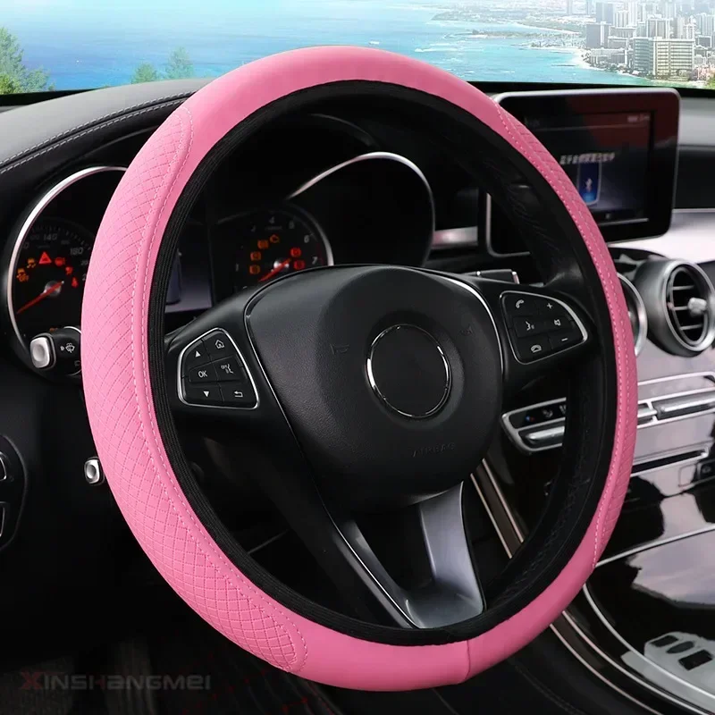 Universal Car Steering Wheel Cover Skidproof Auto Steering- Wheel Cover Anti-Slip Embossing Leather Car-styling Car Accessories