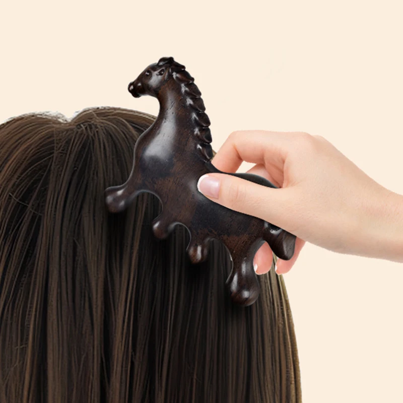 

Year Of The Horse Sandalwood Massage Wood Massager Comb Scalp Head Oil Massager Scalp Hair Comb Tools Chinese New Year Gift