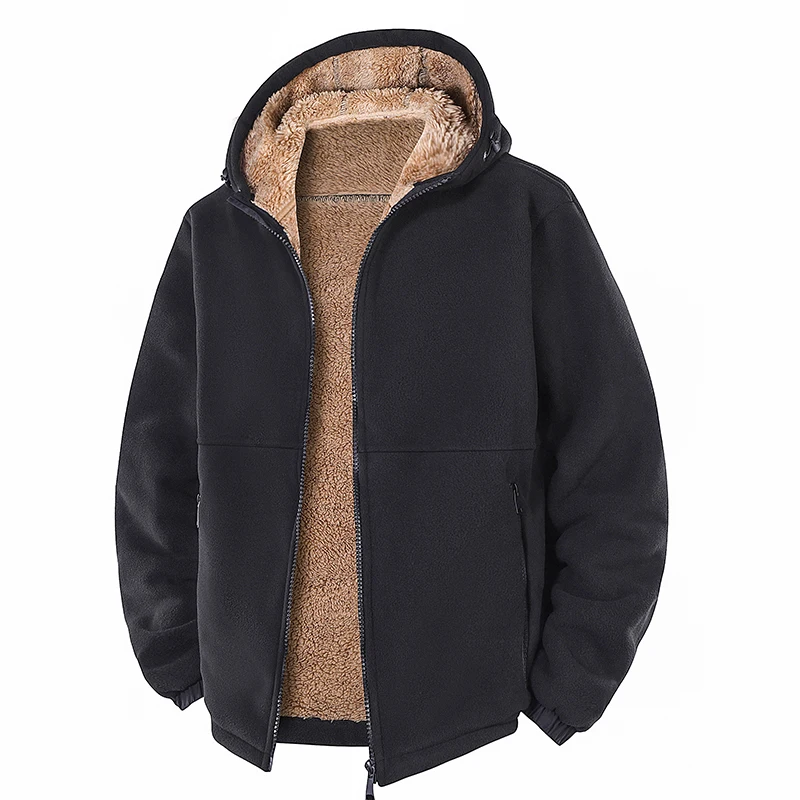 New high-quality version Hooded fleece pullover men's fall/winter jacket thick fleece casual hoodie loose  lamb coat