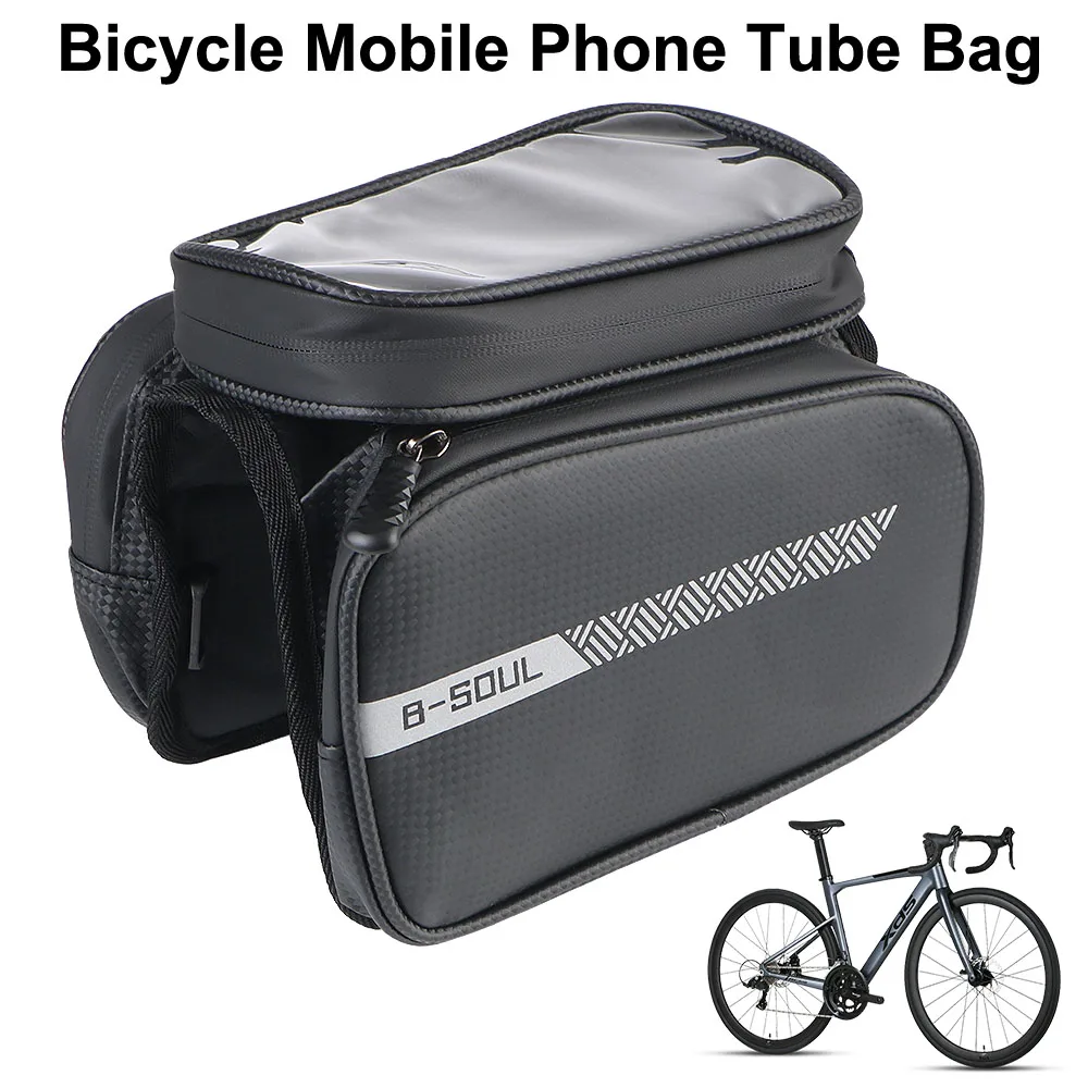 Cycling Top Tube Front Frame Bag Bike Accessories Waterproof 7.2 inch Bicycle Hard Shell Phone Bag Universal Large Capacity