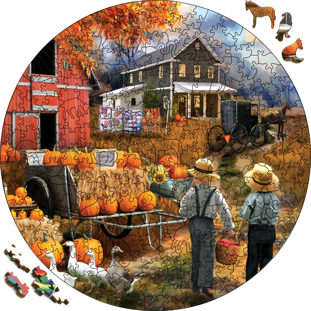 3D Halloween Wooden Lively Farm Jigsaw Puzzle For Festival Gifts Wood Puzzles Board Game Wood Farm Puzzle Toys For Children