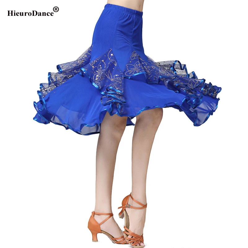 Frauen Latin Dance Rock elegante Mesh mittellangen Latin Dance Rock neuen Stil tröstlich weichen Gesellschaft stanz Walzer Dance wear