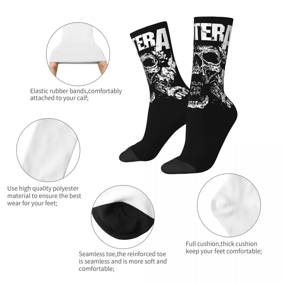 Cool Pantera Rock Skull Skateboard calcetines largos de poliéster para mujeres y hombres