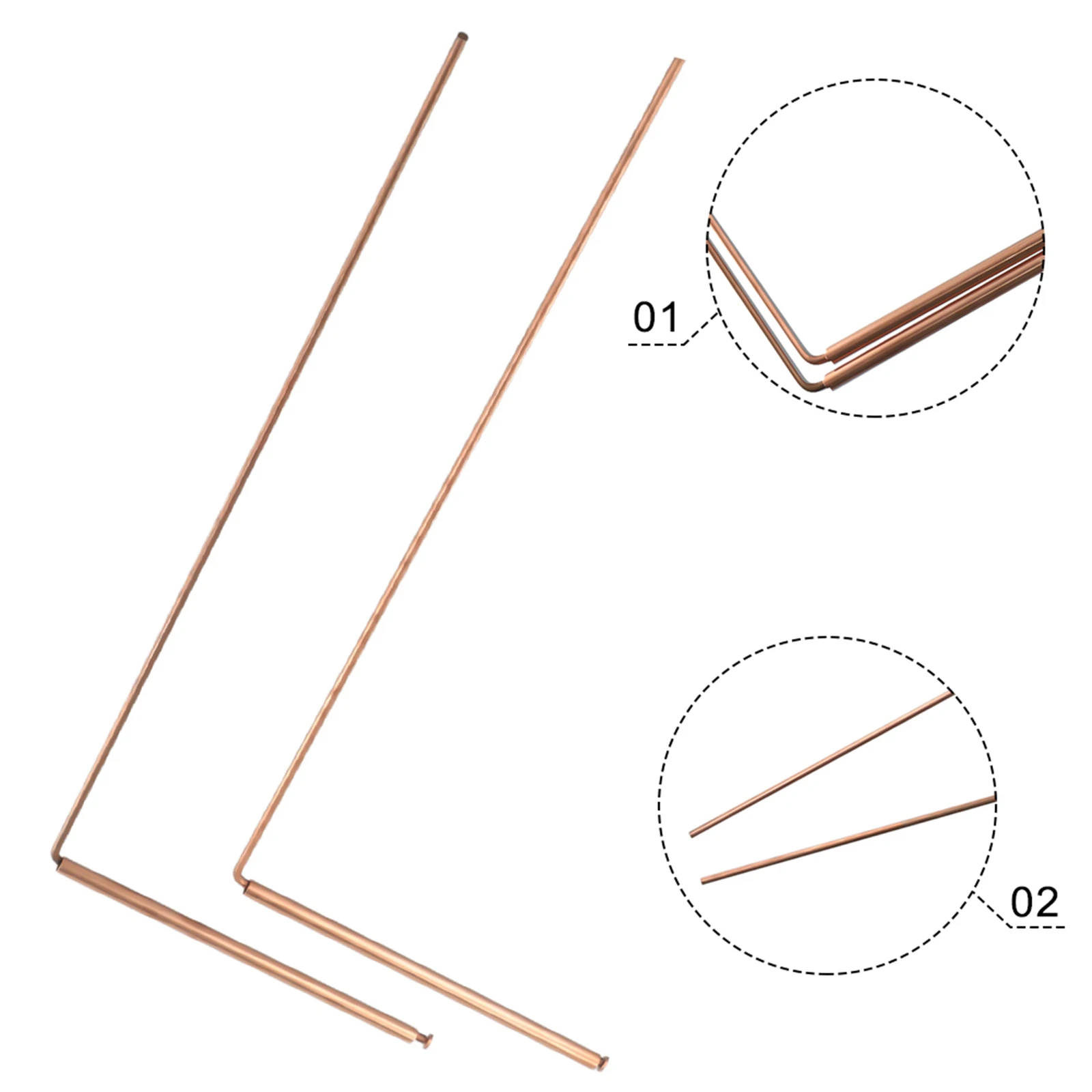 2 pezzi di rame puro Metal Detector Rod flessibile 99.9% rame Detector Rod Metal Detector Rod per acqua/tesoro/strumenti di ricerca