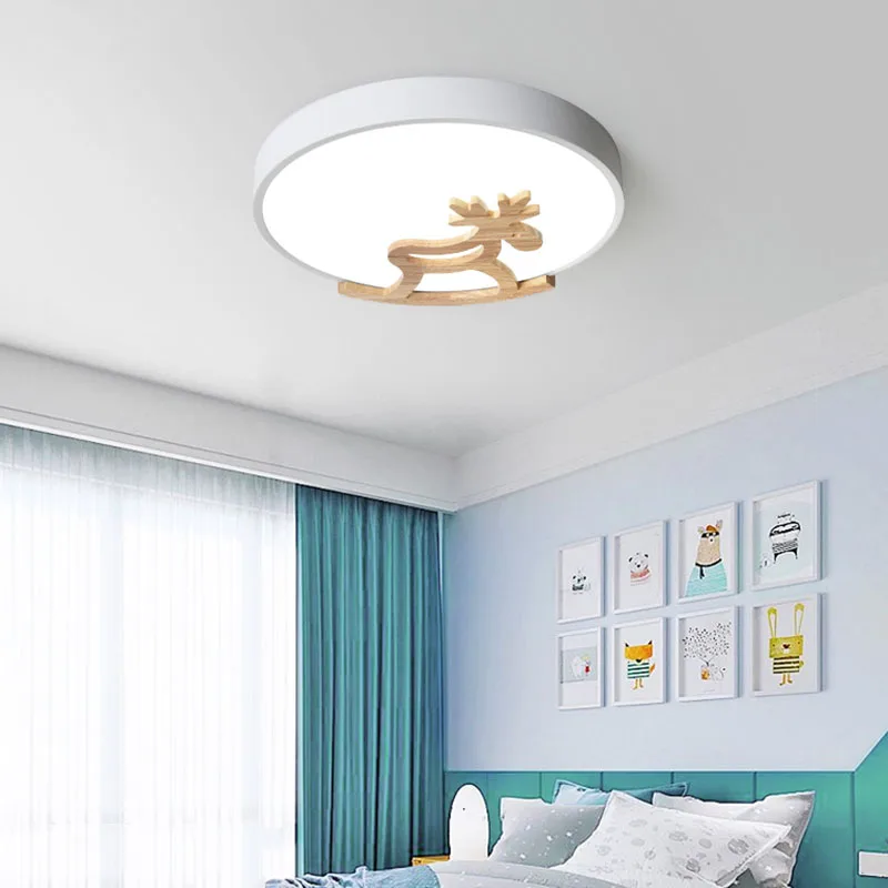 

Deer Art Decorative LED Lights Trojan Lights Children's Room Ceiling Lights Boys Girls Round Lights Kindergarten Macaron Lights