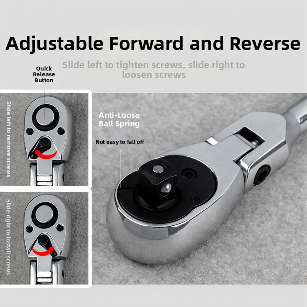 Folding Wrench 72-tooth Ratchet Precise Adjustments Better Torque Forged Strength Versatile Folding Ratchet Wrench