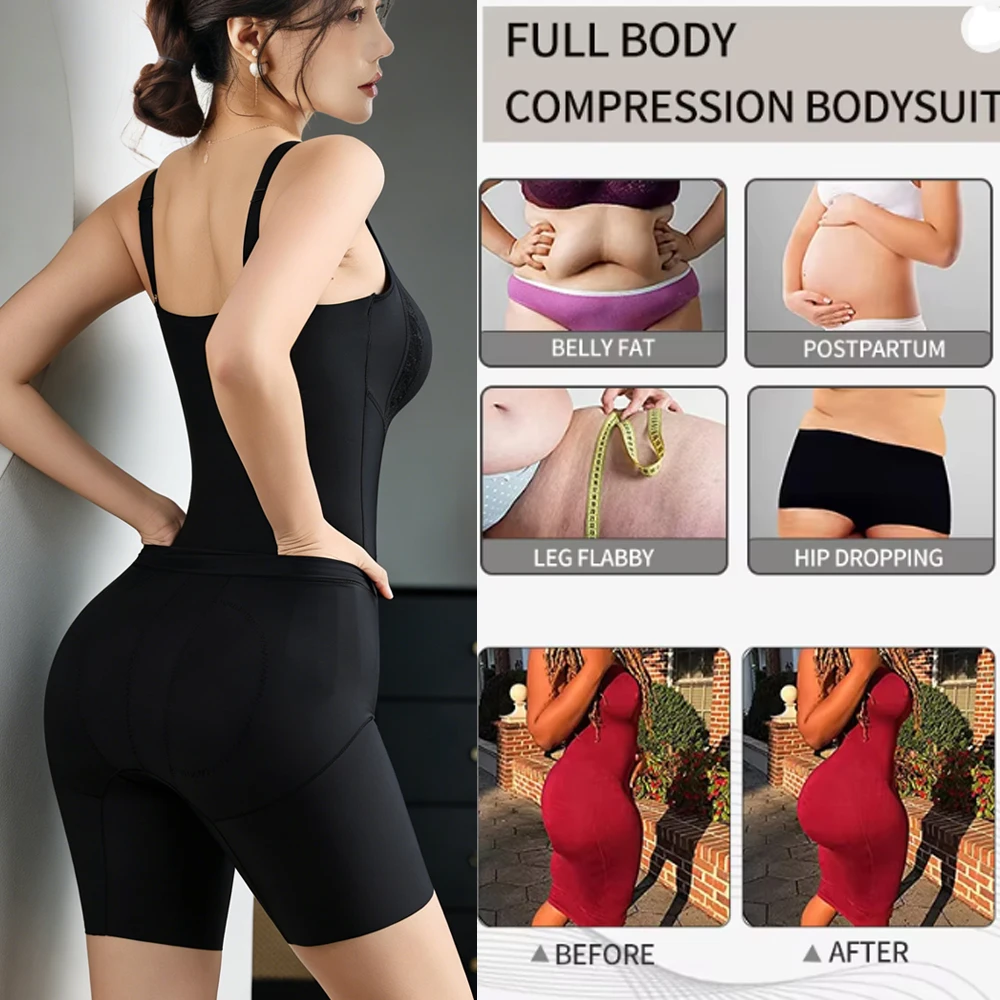 Women Body Shapewear Bodysuit for Abdomen Control Hip Open Reducing and Shaping Girdles Applique Body Shaper Bodysuit
