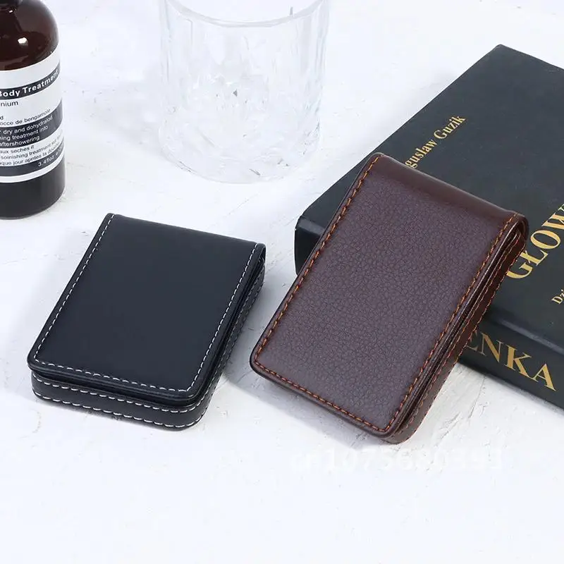 

Leather Business Card Holder Organizer Desktop Storage RFID Magnetic Anti-theft Gift Vertical Section 1pc Credit Card Case