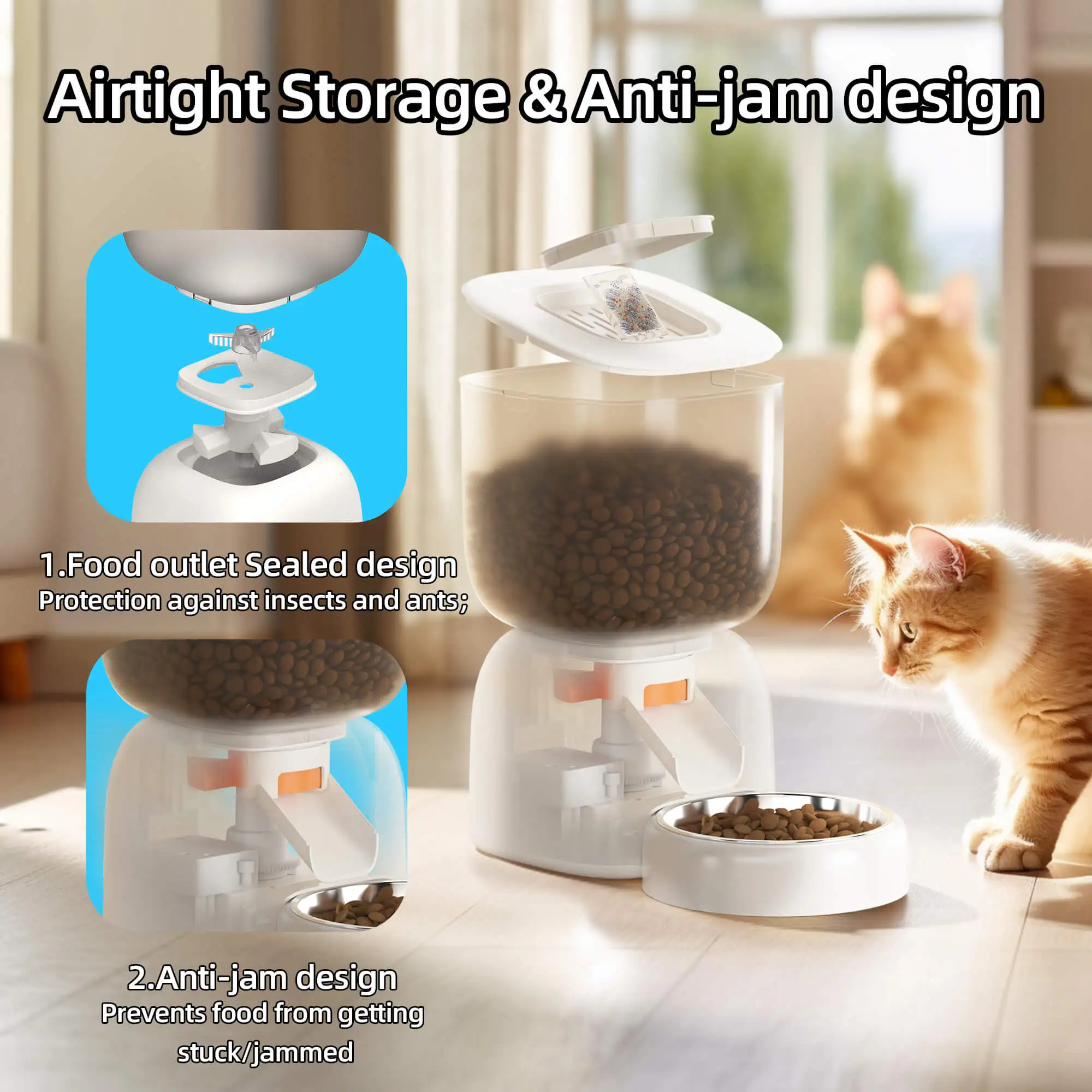 Imagem -04 - Petwant Alimentador Automático Cat Pet Inteligente Wifi Food Kibble Dispenser Controle Remoto Dog Acessórios 3l