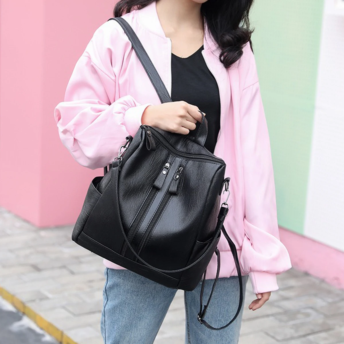 Modischer Freizeitrucksack für Damen, kleine, leichte Reisetasche für den Alltag, für die Uni, den Arbeitsweg, den Outdoor-Bereich, niedliche Alltags-Umhängetasche – Detail 4
