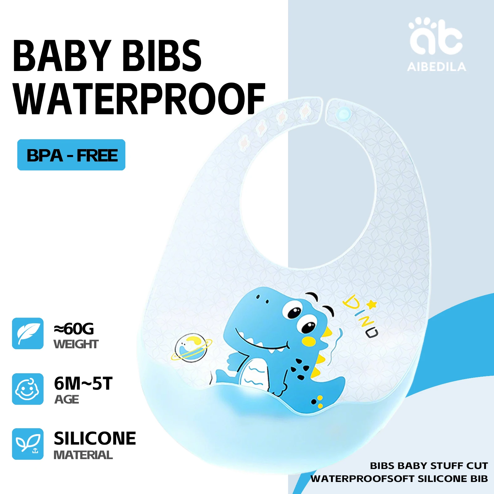 

AIBEDILA Waterproof Baby Bibs Baby Stuff Cute Animal Printed Kids Bib Girl Boy Adjustable Soft Silicone Bib Baby Feeding Stuff