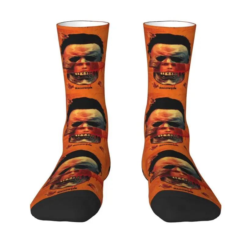 Kawaii Printing Michael Myers Halloween Socks for Men Women Stretchy Summer Autumn Winter Horror Movie Character Crew Socks