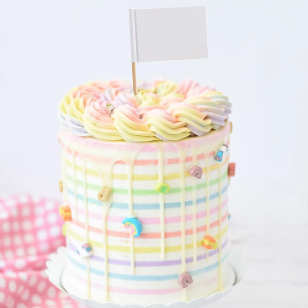 

200Pcs Cake Inserts Toothpick Flags for Desserts Cupcakes Muffins Fruits Wedding Birthday Party Decorations Blank Writeable