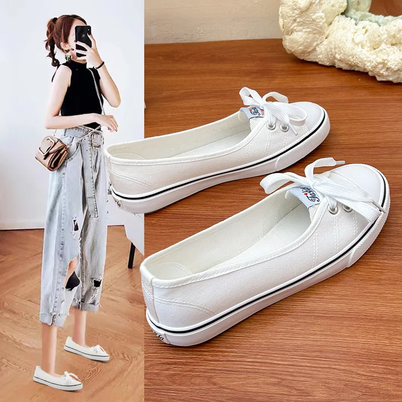 New 2024 Fashion High Quality Canvas Women Flat Shoes And Women's Spring Summer Shoes Women The Student Flat Casual Shoes