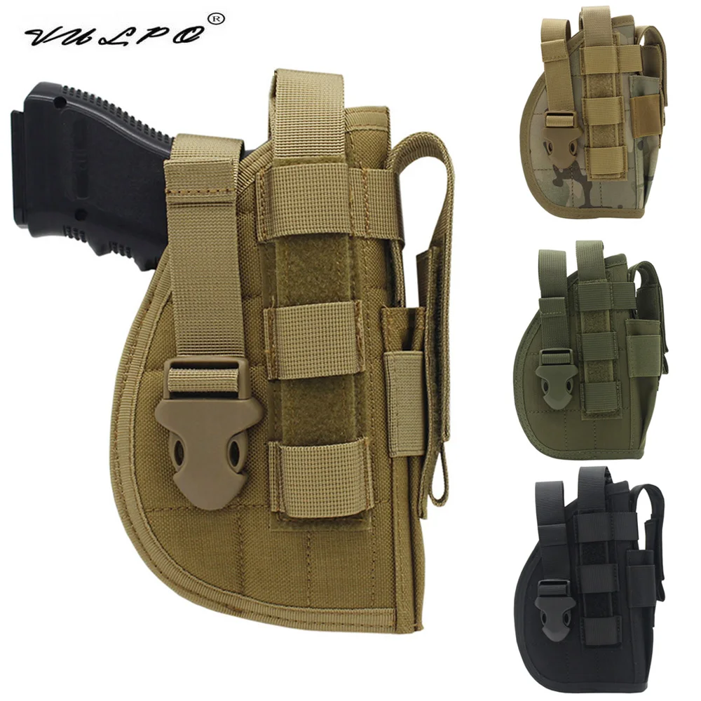 

VULPO Tactical Pistol Gun Holster Right Hand Hunting Airsoft Glock Beretta Handgun Pouch Case Molle Waist Holsters