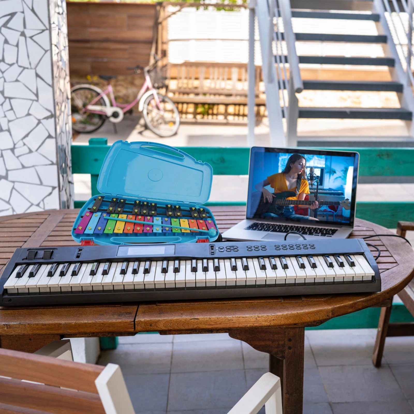 

Aluminum Metallophone Percussion Xylophone Children Kids Instruments Blue Musical Toy for Toddlers