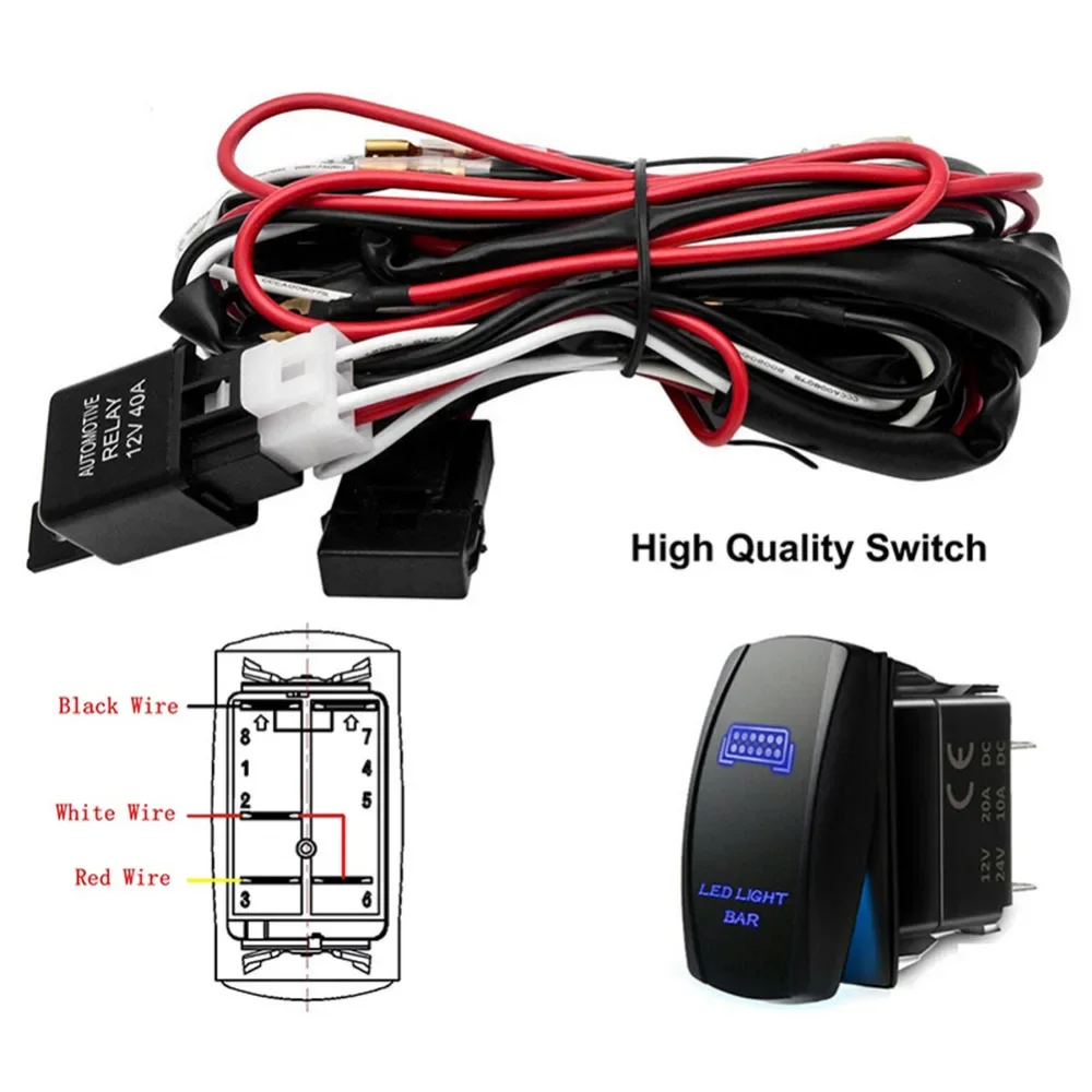 

Auto 1 2 Lead 12V 40A LED Work Light Bar Wiring Harness Kit Offroad 4x4 Truck SUV Light bar Wire Cable Switch Relay Fuse Lines