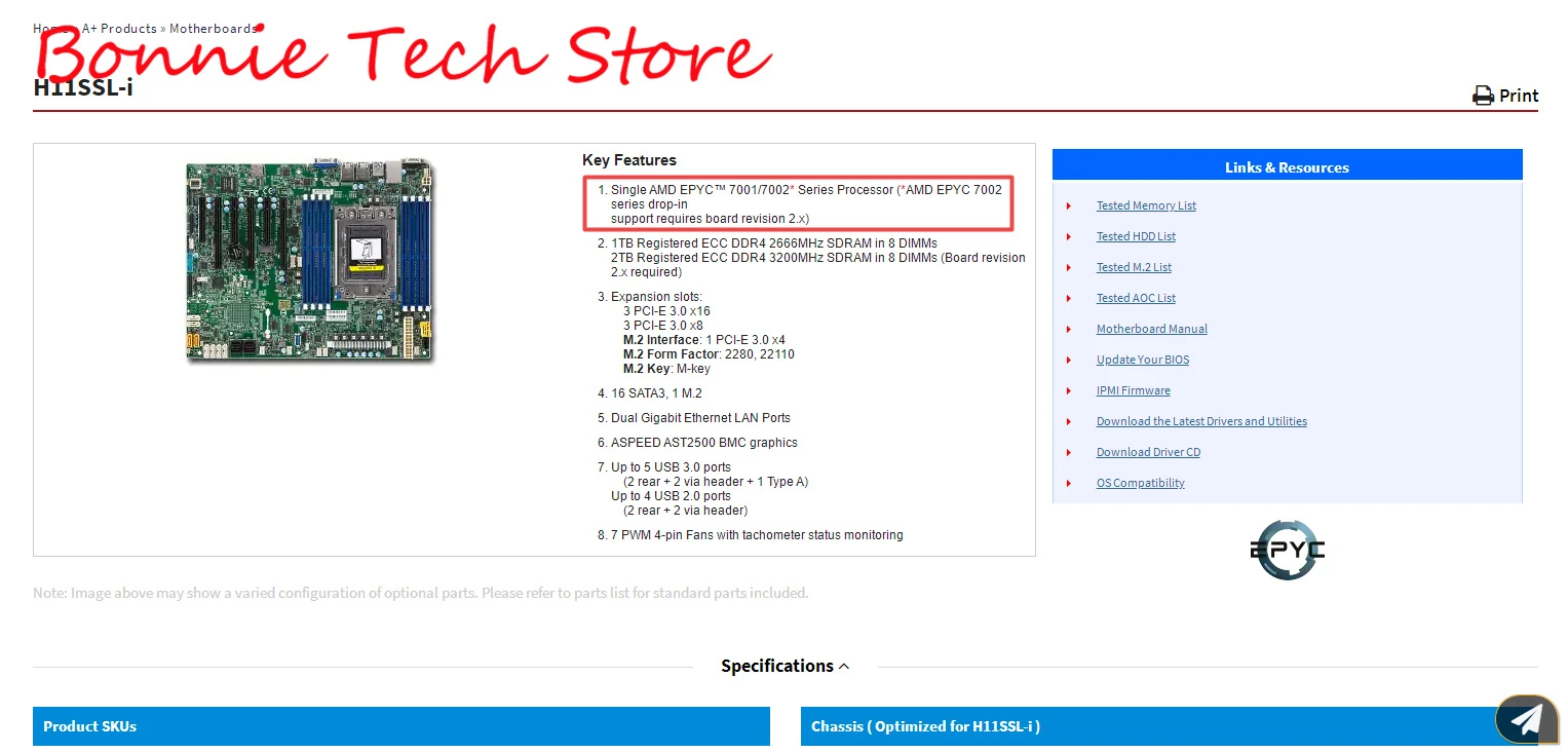 H11SSL-I para supermicro placa-mãe epyc 7001/7002 series processador