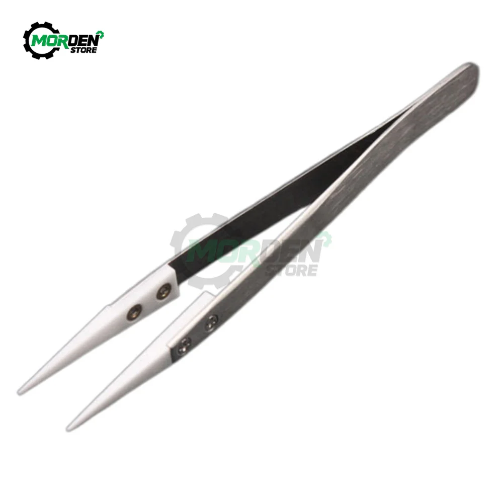 Stainless Steel Ceramic Tweezers Heat Resistant Non Conductive Ceramic Pointed Tip Hand Tools for Industrial Tools