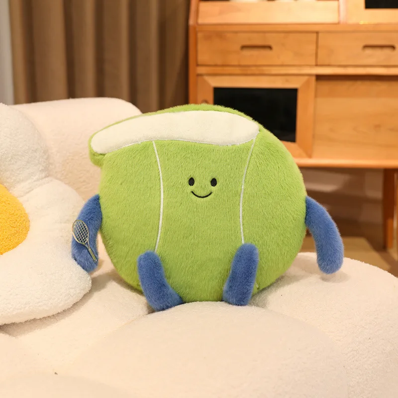 

Furry Doll Toy Cartoon Tennis Pillow Plush Doll Toys Children's Tennis Racket Toys Tennis Figure Pendant Fun Soft Stuffed Toys