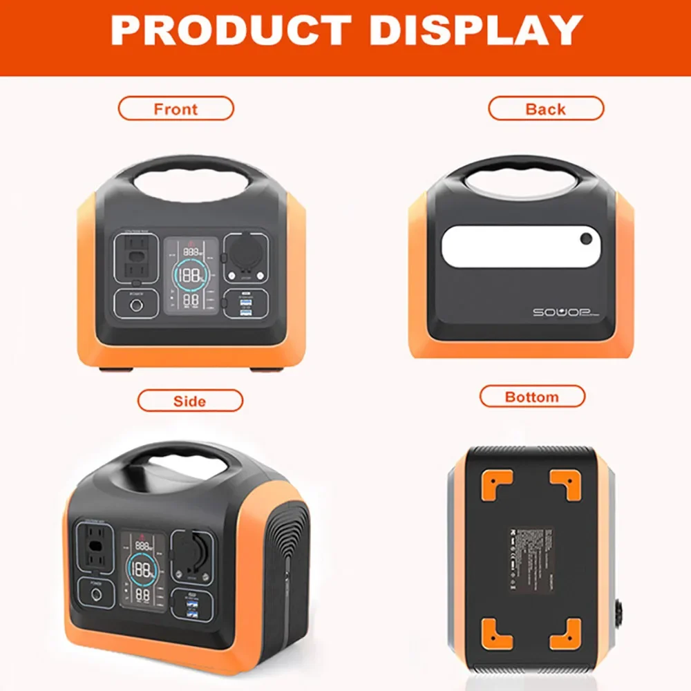 SOUOP Portable Power Station 600W Power Bank AC DC Output  Solar Powerstation 220V 230V usb-c