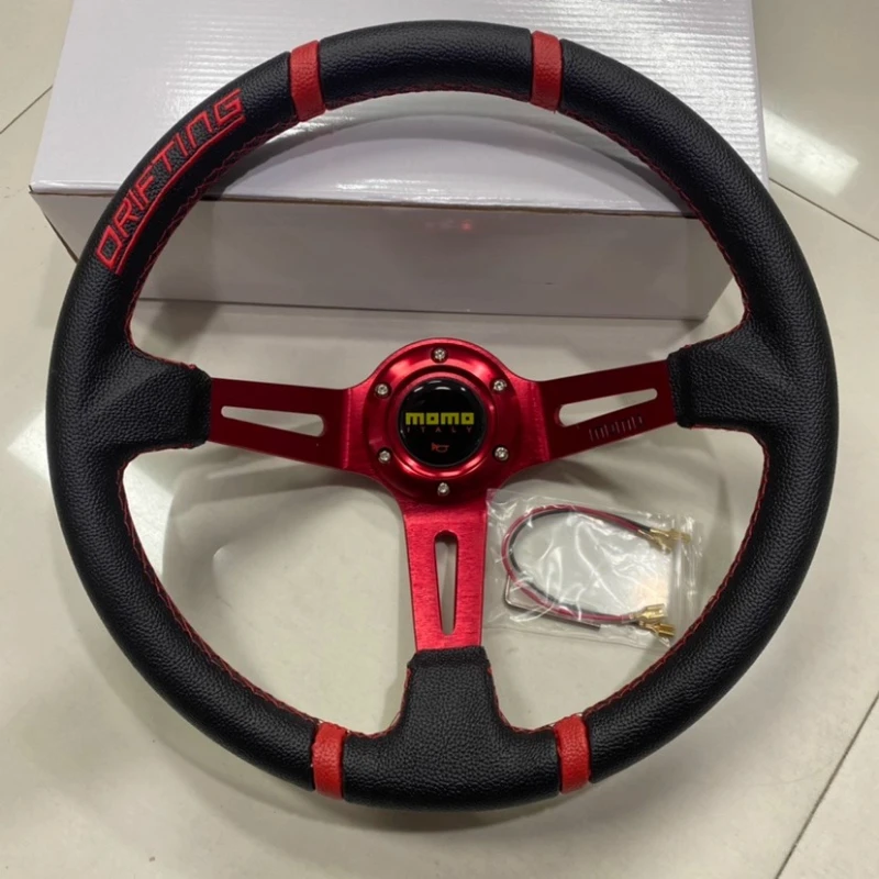 Универсальный 14-дюймовый руль MOMO, гоночный руль из ПВХ, модифицированный руль Универсальный 14-дюймовый руль MOMO, гоночный руль из ПВХ, модифицированный руль