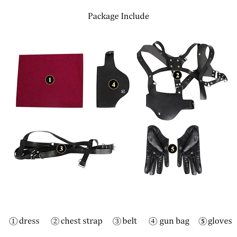 Strój Cosplay Ada Wong Resident Evil 4 CyFemale Sukienka Pasek Kostiumy Fantazyjne Przebranie na Halloween Karnawał dla Dorosłych Kobiet Dziewcząt