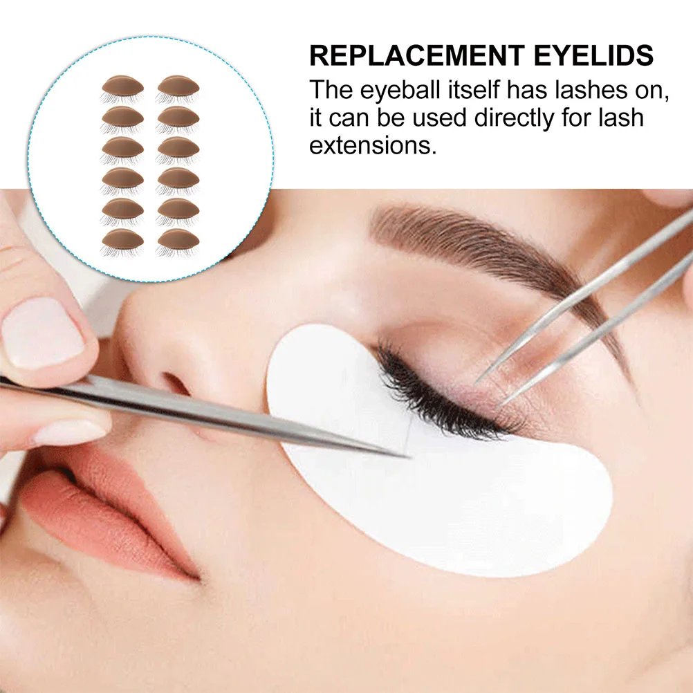 6ペアのリアルなシリコン製まぶた練習ツール、取り外し可能なまつげエクステ交換用メイクアップアクセサリー、交換用まぶた