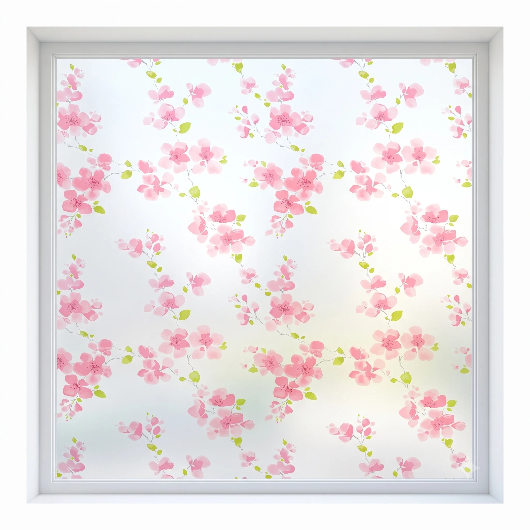 Pink Cherry Blossom Self-Adhesive Window Film Frosted Privacy Glass Sticker Anti-UV Waterproof Peel & Stick Decor for Bathroom