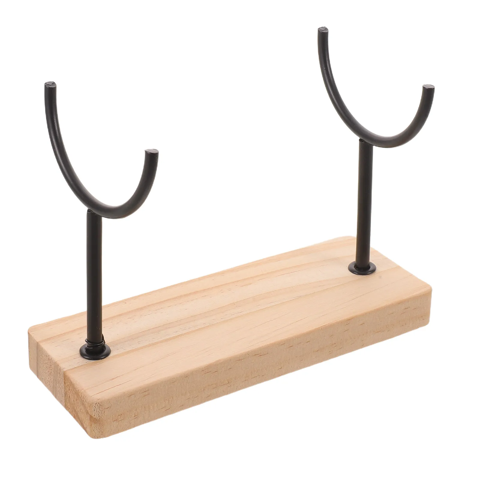 Metal U-Shaped Display Stand With Wooden Base Sailboat Yacht Boat Model Display Shelf Tabletop Model Sword Collectibles Showcase